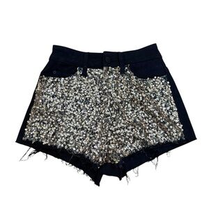 BDG Black Sequin Jean Shorts